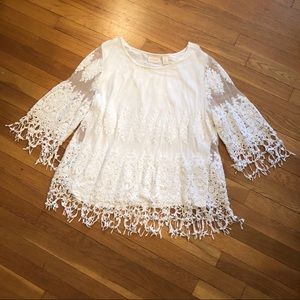 Chico’s White Crochet Tunic sz 12 (Chico’s sz 2)
